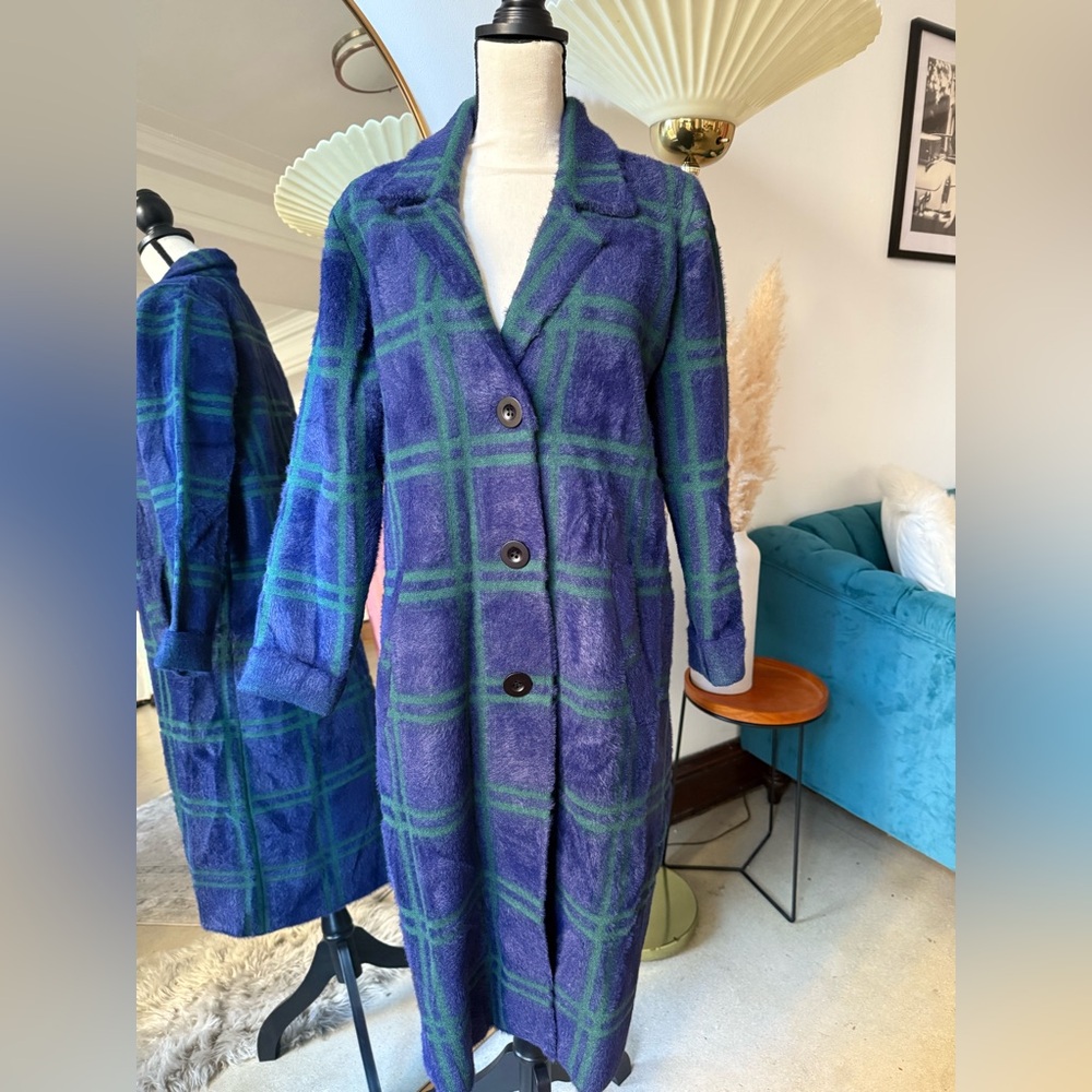 NVLT Purple and Green Checkered Teddy Jacket